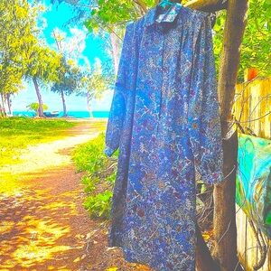 Vintage 70s/ 80s SCHRADER midi paisley print leopard jaquard shirt dress